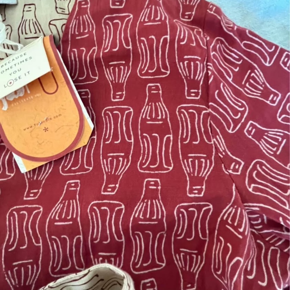 New FabIndia Indian Hand-Dyed Cotton Textile Babydoll Dress With Quirky Bottle P - Picture 6 of 6